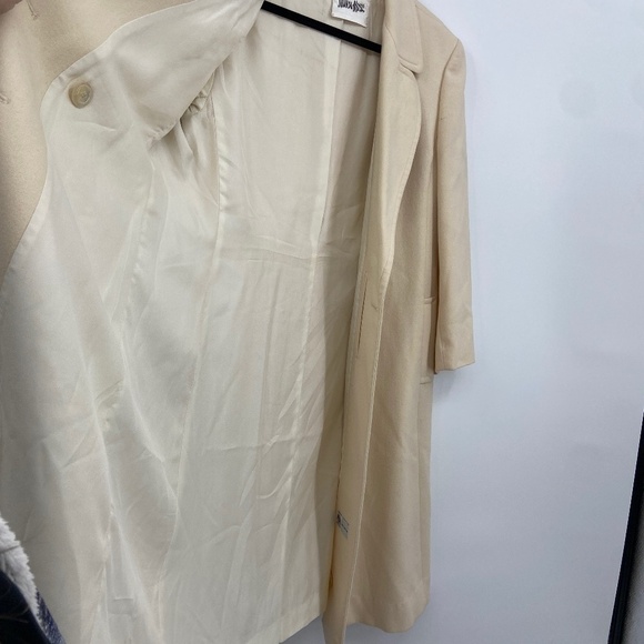 NEIMAN MARCUS 100% Pure Wool Cream Double Breasted Long Line Trench Coat L / XL - Picture 4 of 9